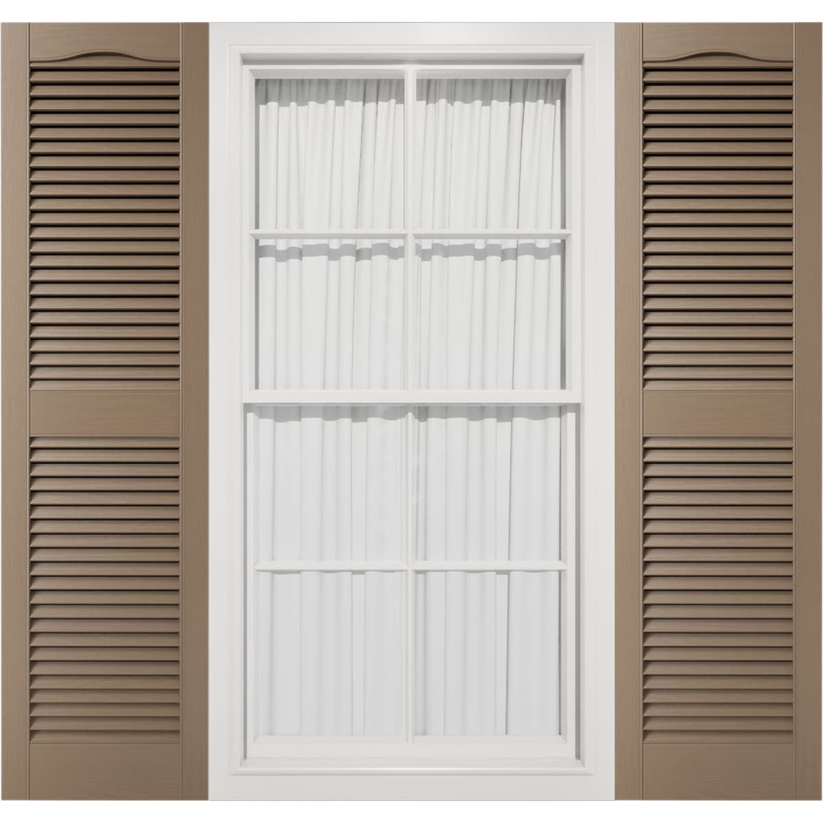 TailorMade Cathedral Top Center Mullion, Open Louver Shutters